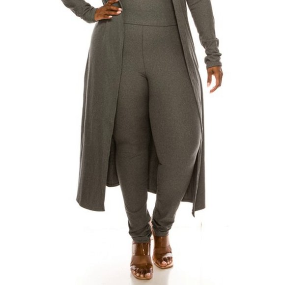 Three piece Pant set Plus size in Heather Gray - Picture 2 of 6